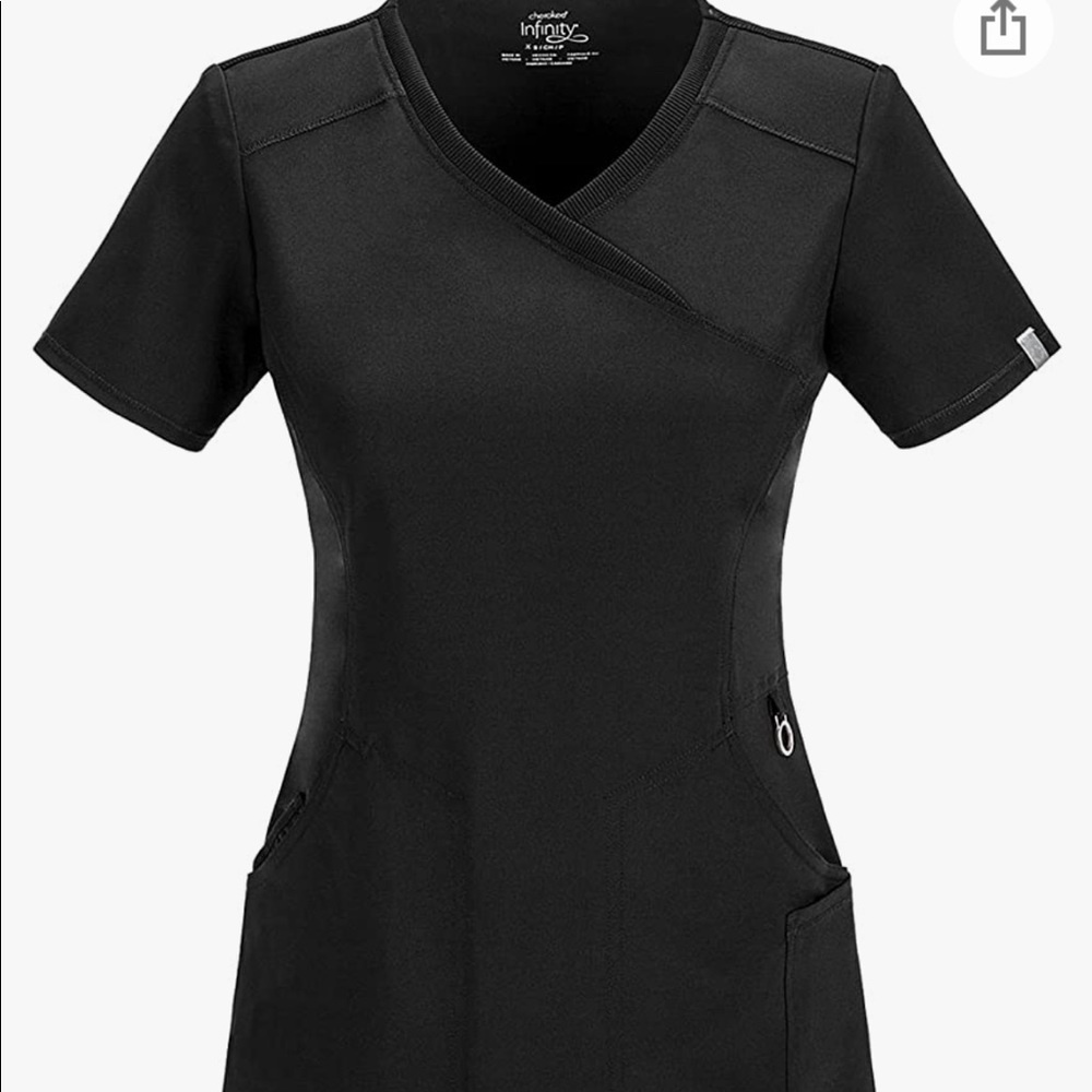 Black Cherokee Women's Infinity Mock Wrap Scrubs Top
